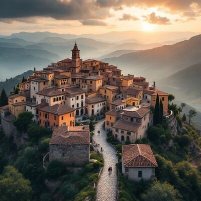 isolated village with residents