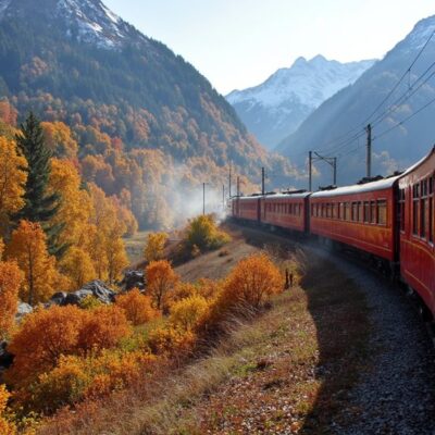 autumnal european train route beauty