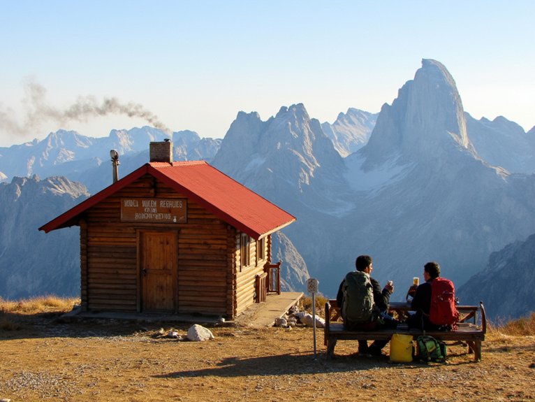 refuge rest huts waterfall