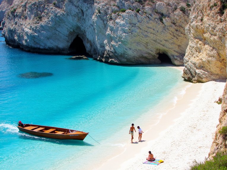 secluded boat accessed mediterranean beaches