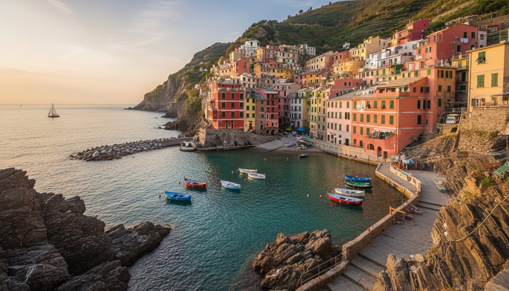 spalvingi pakrantės kaimeliai ant uolų