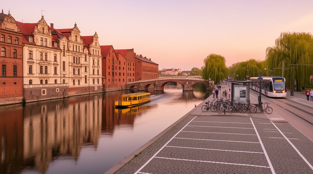 tramvajus vandens autobusas automobilių stovėjimas įėjimai