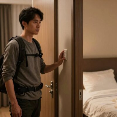 kruopščiai patikrinkite kambarį